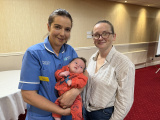 Mum Anne-Marie and baby Jake alongside their named midwife Angela. 
 - Team Saphire First Anniversary