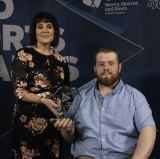 Winner of Sportsperson / Team of the Year with a Disability, 2024 is Nathan McCabe for wheelchair basketball photographed with Elena Martin, SANDSA representative. - NMD Sports Awards 2025