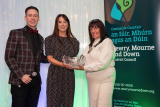 Chairperson Councillor Valerie Harte presents Joanne Patterson with a Civic Award in the Sports Category.  Joanne has been actively involved in youth football through Damolly Football Club developing programmes to increase participation among local children. Joanne was nominated for this award by Cllr David Taylor. - Newry, Mourne and Down District Council Civic Awards Ceremony 2023