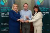 Chairperson Councillor Valerie Harte presents Pat McGinn with the Lifetime Achievement Award. Over the past 30 years he has both privately and publicly been involved in numerous life changing initiatives and key events with individuals, families and communities. Included with Marie Ward, Newry, Mourne and Down District Council Chief Executive.  - Newry, Mourne and Down District Council Civic Awards Ceremony 2023