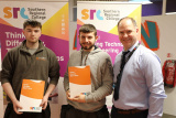 Joint winners of the plumbing Skillbuild competition were Jordan Nummy (left) and Jake Elliott (middle).  Presenting Jordan and Jake with their certificates was Gareth Mone, Curriculum Area Manager - SRC Intercampus SkillBuild Competition 