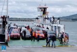 Paul O'Sullivan, Founder and MD of Scenic Carlingford Ferry and Pamela Houston, Chief Executive leave the ferry at Greencastle. Photograph: Columba O'Hare - Scenic Carlingford Ferry Maiden Voyage 21 July 2017