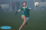 Ellen Hannaway from Shane O'Neill's gets her shot in. Photograph: Columba O'Hare - Shane O'Neill's v Parnell's All Ireland  Intermediate Ladies Football Semi Final