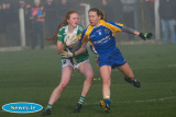 Bliathin Mackin, Shane O'Neill's under pressure from Patricia Marmion, Parnell's. Photograph: Columba O'Hare - Shane O'Neill's v Parnell's All Ireland  Intermediate Ladies Football Semi Final