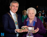 Cllr Mark Murnin, Chairman, Newry, Mourne and Down District Council with Alma Brown, President, Newry Musical Feis at the opening of the 2019 Feis at Newry Town Hall. Photograph: Columba O'Hare/ Newry.ie - Newry Musical Feis 2019