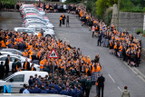 Throngs of pupils from local schools welcomed the Cycle Against Suicide rally to Newry. Photograph: Columba O'Hare - Cycle Against Suicide Newry 2017