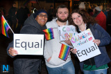 Celebrating the introduction of marriage equality to the north at Midnight on Monday in Marcus Square, Newry. Photograph: Columba O'Hare/ Newry.ie - Marriage Equality Celebration 