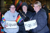 Celebrating the introduction of marriage equality to the north at Midnight on Monday in Marcus Square, Newry. Photograph: Columba O'Hare/ Newry.ie - Marriage Equality Celebration 