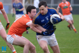 Longford's Darren Gallagher under pressure from Armagh's Aidan Forker at the Athletic Grounds. Photograph: Columba O'Hare/ www.newry.ie - Armagh v Longford National League 2018