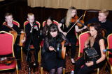 Elaine O'Sullivan with Traditional Arts Partnership musicians and Markethill Primary School entertaining the crowd at the Confederation of Community Groups, Patricia Graham Shining Light Community Volunteering Awards. Photograph: Columba O'Hare - Shining Light Awards 2017