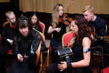 Elaine O'Sullivan with Traditional Arts Partnership musicians and Markethill Primary School at the Confederation of Community Groups, Patricia Graham Shining Light Community Volunteering Awards. Photograph: Columba O'Hare - Shining Light Awards 2017