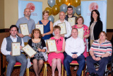 The nominees in the Age 25-49 category at the Confederation of Community Groups, Patricia Graham Shining Light Community Volunteering Awards 2017 in the Canal Court Hotel, Newry. Front from left: Darren Magee, Alzheimers Society; Vessie Ivanov, Accolade Choir, (Award Recipient) Shelene Rooney, Clonduff Parent and Toddler; Shea Graham, family representative and Jacqueline Magee, Personal and Public Involvement head, Health and Social Care Board. Back: Garry McElherron on behalf of Brian Cleland, Newry 2020; Dara Vowles, Lislea Community Association; Cathal Evans, Clanrye Group Ltd; Rory Rafferty, Newry Rainbow Community; Paula McGuigan, Carnagat Area Community Association and Merrisa McGeary, Commissioning Department, Southern LCG representing The Quays, sponsors. Photograph: Columba O'Hare - Shining Light Awards 2017