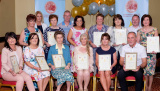Nominees in the Age 50-64 category at the Confederation of Community Groups, Patricia Graham Shining Light Community Volunteering Awards 2017 in the Canal Court Hotel, Newry. Front from left: Delores Hughes, Alzheimers Society; Mairead Robb, Down Right Brilliant; Bernadette Sands, Newry Gateway Club (Award Recipient); Bridie Hughes, Action Mental Health; Margaret O'Gorman, Puzzles Play Group and Sean Quinn, HAND - Run for Autism. Back: Ann McGivern, Newry Street Unite; Kelly Murray on behalf of Bronagh McVeigh, N&M Citizens Advice; Edith Edgar, Annalong Over 60's Club; Padraig Lynch, Newry Rainbow Community; Kathie Mallie, Clanrye Taxis, Sponsor; Linda Farnon, Older People's Community Project; Roishin Magennis, South Down Community Rescue Service; Shea Graham, family representative and Geraldine McCarthy, CARA Club. Photograph: Columba O'Hare - Shining Light Awards 2017