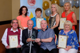 Nominees in the Older People's Services category at the Confederation of Community Groups, Patricia Graham Shining Light Community Volunteering Awards 2017 in the Canal Court Hotel, Newry. Front from left: Seamus Morgan and Andrew Birt, Good Morning Service, (Award Recipient), Maurice Rocks, Red Rock Training, sponsor and Josephine Woods, Ballybot Seniors. Back: Seanin Graham, family representative; Phylis Hanratty and Mary McDonald, Comfort Zone and Denise McLoughlin, Mourne Home to Hospital. Photograph: Columba O'Hare - Shining Light Awards 2017