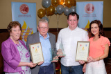 Newry 2020 and Killowen Fundraising Group for Duchenne Muscular Dystrophy were Joint Award Recipients in the Community Group/ Association category at the Confederation of Community Groups, Patricia Graham Shining Light Community Volunteering Awards 2017. Brian McAnulty, Killowen Fundraising Group is pictured receiving the award from Frances McCarthy, Newry Credit Union, sponsor while Neil Bradley, Newry 2020 receives their award from Seanin Graham, family representative. Photograph: Columba O'Hare - Shining Light Awards 2017