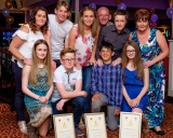 Newry Street Unite, Kilkeel with their nomination certificates at the Confederation of Community Groups, Patricia Graham Shining Light Community Volunteering Awards in the Canal Court Hotel, Newry. Included front from left: Joy Mackin, Raymond Magee jnr, Amwhar Abu and Caitlin Collins. Back: Antoinette McCartan, Philip Magee, Siobhan Maddocks, Raymond Magee, Thomas Collins and Ann McGivern. Photograph: Columba O'Hare - Shining Light Awards 2017