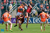 Armagh's Ziggy Burnickis gets the ball. Down Minors v Armagh Minors at Pairc Esler. Photograph: Columba O'Hare - Down v Armagh Championship Pairc Esler 2017