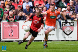 Down's Shay Millar and Armagh's Aaron McKay. Down v Armagh in the Senior Championship at Pairc Esler. Photograph: Columba O'Hare - Down v Armagh Championship Pairc Esler 2017