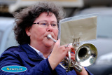Shirley Clarke plays the Last Post at River Street in Newry during the ceremony to remember the 94 who died in the Connemara Retreiever maritime disaster on the 3rd of November 2016. Photograph: Columba O'Hare - Newry Maritime Association Centenary event to mark Connemara Retriever Disaster