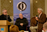 Tom Kelly interviews Dan Moore and Tom Keane, two of the original committee members of People's Democracy. Photograph: Columba O'Hare/ Newry.ie - Newry Civil Rights March 50th Commemoration