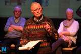 Pat McKenna on stage at the U3A Christmas party in the Sean Hollywood Arts Centre in Newry. Photograph: Columba O'Hare/ Newry.ie - U3A Newry Christmas Party 2019