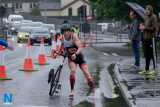 Despite a dramatic fall during the cycle, Finbar McGrady from Newry Triathlon Club,  won the 2018 Firmus Energy Newry City Triathlon held at the Albert Basin in Newry. Photograph: Columba O'Hare/ Newry.ie - Firmus Newry Triathlon 2018