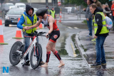 Despite a dramatic fall during the cycle, Finbar McGrady from Newry Triathlon Club,  won the 2018 Firmus Energy Newry City Triathlon held at the Albert Basin in Newry. Photograph: Columba O'Hare/ Newry.ie - Firmus Newry Triathlon 2018