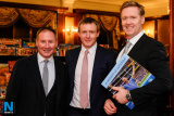 Jim Gavin, Dublin Manager, guest speaker at the Newry Chamber of Commerce Christmas Charity Lunch with Justin McNulty, MLA and Mark Crimmins, Ulster Bank. Photograph: Columba O'Hare - Newry Chamber of Commerce Christmas Charity Dinner 2017