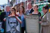 Cllr Charlie Casey, Sarah Jane McAllister, Cllr Liz Kimmins, Conor Murphy, MLA; Martina Anderson, MEP and Valerie Harte at the Easter  commemorations in Newry. Photograph: Columba O'Hare/ Newry.ie - Easter Commemorations Newry 2019