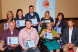 The nominees in the Age 25-49 Category in the Confederation of Community Groups, Patricia Graham Shining Light Community Volunteering Awards 2016, pictured with the sponsor of the class. Included front from left: Gavin Smith, Autism NI and Citizens Advice Bureau; Rory Rafferty, Newry Rainbow Community; Judith Murphy, Sportability and Mark McGivern, First Derivatives, Sponsors. Back: Darelle Shields, Sportability; Aoibhean Byrne, Crossmaglen First Responders; Damien Martin, Crossmaglen First Responders; Marianna Irvine, M.S. Society and Tracey Smith, Sportability. Photograph: Columba O'Hare - Shining Light Awards 2016