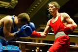 Tj Waite, Ormeau Road v Ben Nelson, Townland in the Flyweight 52kg at the Ulster Elite Boxing Championship Finals in Bellinis, Newry. Photograph: Columba O'Hare - Ulster Elite Boxing Final November 2015