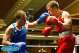 Tj Waite, Ormeau Road v Ben Nelson, Townland in the Flyweight 52kg at the Ulster Elite Boxing Championship Finals in Bellinis, Newry. Photograph: Columba O'Hare - Ulster Elite Boxing Final November 2015