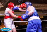 Caroline Connolly, Mourne G-G v Maeve McCarron, Carrigart in the Super Heavyweight 81+kg at the Ulster Elite Boxing Championship Finals in Bellinis, Newry. Photograph: Columba O'Hare - Ulster Elite Boxing Final November 2015