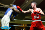 Bernaldo Marime, St Pauls  v Gerard Matthews, Holy Trinity in the Light Welter 64kg at the Ulster Elite Boxing Championship Finals in Bellinis, Newry. Photograph: Columba O'Hare - Ulster Elite Boxing Final November 2015