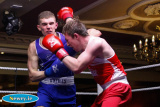 Fearghus Quinn, Camlough v Conor Wallace, St Monicas in the Middle Weight 75kg at the Ulster Elite Boxing Championship Finals in Bellinis, Newry.  Photograph: Columba O'Hare - Ulster Elite Boxing Final November 2015