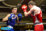 Fearghus Quinn, Camlough v Conor Wallace, St Monicas in the Middle Weight 75kg at the Ulster Elite Boxing Championship Finals in Bellinis, Newry.  Photograph: Columba O'Hare - Ulster Elite Boxing Final November 2015