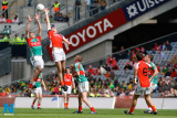 Armagh's Peter Carragher and Mayo's David Gavin go for the high ball in the Minor Final. - All Ireland Minor Football Final 2009 Armagh v Mayo
