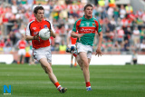 Armagh's Kevin Nugent under scrutiny from Mayo's Fergal Durkan. - All Ireland Minor Football Final 2009 Armagh v Mayo