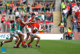 Armagh's Kevin Nugent under attack in the Minor Football Final. - All Ireland Minor Football Final 2009 Armagh v Mayo