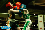 Liam Crawford, Raphoe fighting Ryan Haughey, Carrickmore in the Ulster 9 Counties U11 Final at the Ulster Elite Boxing Championship Finals in Bellinis, Newry, Photograph: Columba O'Hare - Ulster Elite Boxing Final November 2015