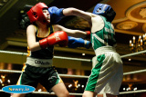 Liam Crawford, Raphoe fighting Ryan Haughey, Carrickmore in the Ulster 9 Counties U11 Final at the Ulster Elite Boxing Championship Finals in Bellinis, Newry, Photograph: Columba O'Hare - Ulster Elite Boxing Final November 2015