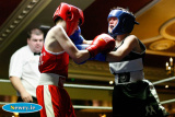 Adam McDaid, St Bridgets v Caolan Fennell, St Agnes in the Ulster 9 County 12 yr Championship at the Ulster Elite Boxing Championship Finals in Bellinis, Newry. Photograph: Columba O'Hare - Ulster Elite Boxing Final November 2015