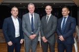 Ryan Murphy (left) of Whiterock Finance, Belfast, alongside Darragh Cotter and Johnny Abbott of Daly Park Accountants, Newry, and Danny Hughes of Ulster Bank, at Friday&rsquo;s president&rsquo;s lunch held by Newry Chamber at the Canal Court Hotel, Newry. - Newry Chamber President's Banquet