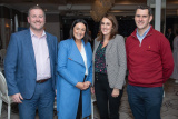 Danske Bank representatives Conor McGivern (left) and Maura O&rsquo;Leary alongside Claire McColgan (second right) and Chris Walls of Joseph Walls Ltd, Belfast, during Friday&rsquo;s president&rsquo;s lunch for Newry Chamber held in the Canal Court Hotel. - Newry Chamber President's Banquet