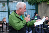 Davy Hyland speaking at the Linenhall Arch. Photograph: Columba O'Hare/ Newry.ie - Willie Maley Commemorations Newry