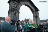 Davy Hyland speaking at the Linenhall Arch.  Photograph: Columba O'Hare/ Newry.ie - Willie Maley Commemorations Newry