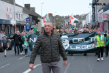 Pat McLoughlin, Chair of the Newry Willie Maley Memorial Group  leads the parade through Newry City.  Photograph: Columba O'Hare/ Newry.ie - Willie Maley Commemorations Newry