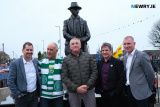  Pat McLoughlin, centre, Chairman, Willie Maley Memorial Group pictured with special guests, from left: Jackie McNamara, Tommy Sheridan, Joe Millar and Tommy Johnston. Pictured at the unveiling of the statue to Willie Maley in Newry.  Photograph: Columba O'Hare/ Newry.ie - Willie Maley Commemorations Newry