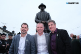 Former Celtic players Jackie McNamara, Tommy Johnston and Joe Millar pictured at the unveiling of the statue to Willie Maley in Newry.  Photograph: Columba O'Hare/ Newry.ie - Willie Maley Commemorations Newry