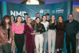 SANDSA Chairperson, Oonagh Murray presents the Junior Club Team of the Year Award to winners Dundrum Coastal Rowing Club &ndash; U18  - NMD Sports Awards 2022